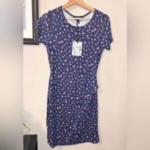41 Hawthorn stretch Navy and Pink Short Sleeve Dress